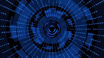 Fototapeta premium Abstract futuristic background of matrix style binary code built into HUD elements - digital systems technology theme - cyber internet or network concept - 3D illustration