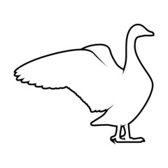 Duck or Goose Silhouette on White Background. Isolated Vector Animal Template for Logo Company, Icon, Symbol etc