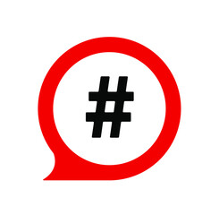 hashtag icon on white background
