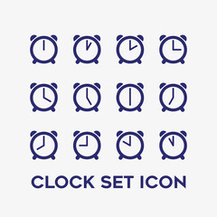 Every hour clock timer icon set.