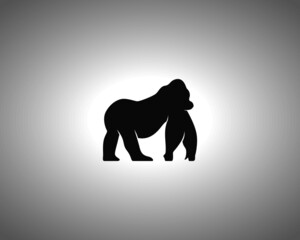 gorilla Silhouette on White Background. Isolated Vector Animal Template for Logo Company, Icon, Symbol etc