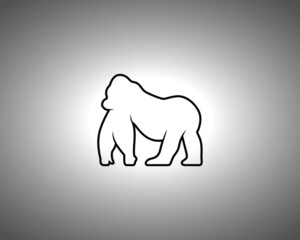 gorilla Silhouette on White Background. Isolated Vector Animal Template for Logo Company, Icon, Symbol etc