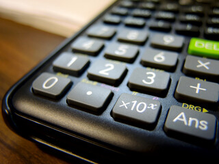 Obraz premium Detail of generic black scientific calculator
