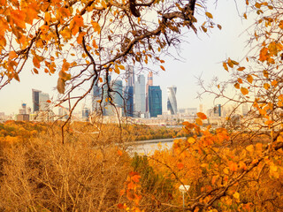 Moscow City International Business Center in Russia autumn