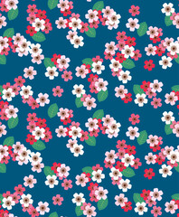 Japanese Romantic Cherry Blossom Vector Seamless Pattern