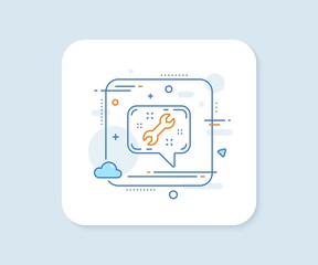 Spanner tool line icon. Abstract square vector button. Repair service chat sign. Fix instruments symbol. Spanner line icon. Quality concept badge. Vector