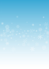 Gray Snowfall Vector Blue Background. Light Snow 