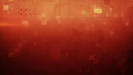 Red metallic cubes abstract 3D rendering