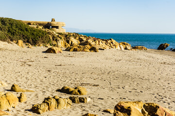War bunker on the beach coast, Spain