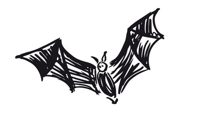 Fototapeta premium Flying bat, grunge illustration, vector.