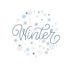 Winter for Happy holidays greeting card. Vector Lettering celebration logo. Typography for winter holidays. Calligraphic poster on white background.Postcard motive.