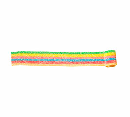 Rainbow color chewable candy gum isolated on white background.