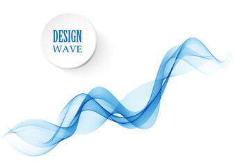 Abstract vector background, transparent waved lines for brochure, flyer design. Blue smoke wave.