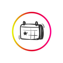Events date icon. Calendar, planner sign. Time management. Deadline. Social media marketing and web shop interface concept. Hand drawn sketch vector illustration for online retail, ui and ux 