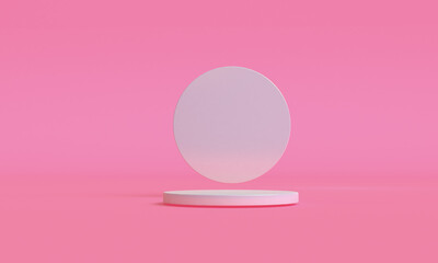 3d Pink color minimalist style design, Scene podium mock up presentation, 3d render abstract background.