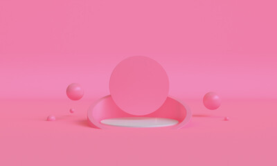 3d Pink color minimalist style design, Scene podium mock up presentation, 3d render abstract background.