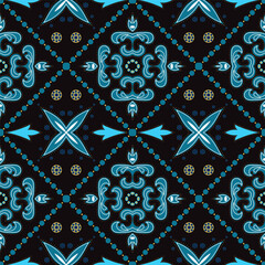 Blue and Gold Ethnic Islam Ornament Vector 