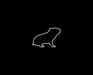Hamster Silhouette on Black Background. Isolated Vector Animal Template for Logo Company, Icon, Symbol etc
