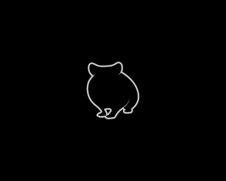 Hamster Silhouette on Black Background. Isolated Vector Animal Template for Logo Company, Icon, Symbol etc