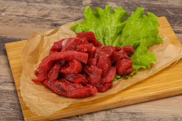 Raw beef meat sliced for cooking
