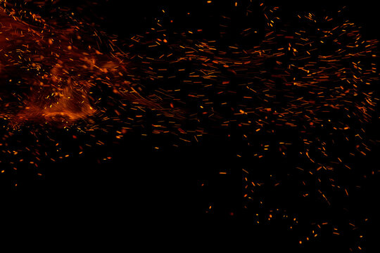 fire flame with sparks on black background