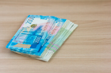 Russian money.One thousand two thousand bills are on the table.