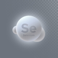 Selenium mineral icon isolated on transparent background. Vector 3d illustration. Diet supplement. Medical or pharmacy concept. Infographic element with Se sign