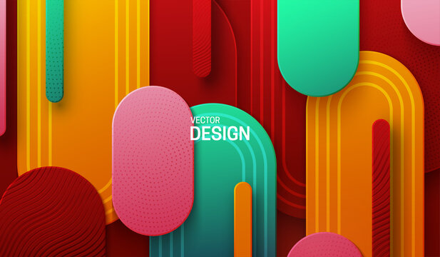 Multicolored papercut background. Vector 3d illustration.