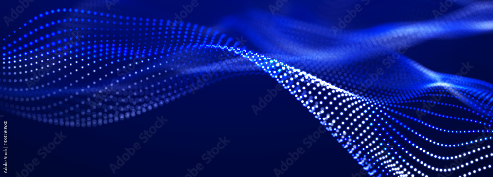 Aufkleber Digital technology background. Dynamic wave of glowing points. Futuristic background for presentation design. 3d