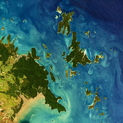 Fototapeta na wymiar Satellite image of Whitsunday islands, Australia