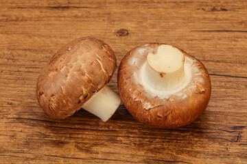 Raw Brown Champignons over background