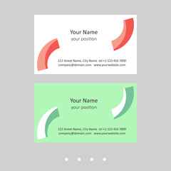 Editable business card template. Simple design in two color schemes.