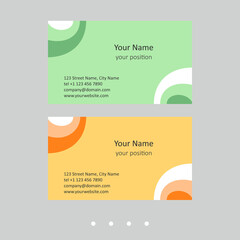 Editable business card template. Simple design in two color schemes.