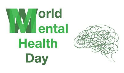 World Mental Health Awareness Day 2020 Green Text Banner on isolated white background