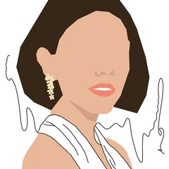 flat illustration, fashion woman, girl, icon, drawn