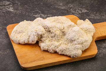 Raw meat schnitzel for roast