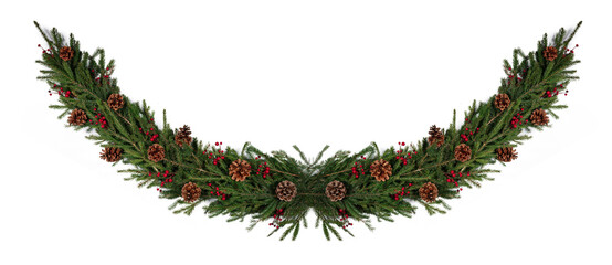 Fototapeta na wymiar Christmas fir decoration on white