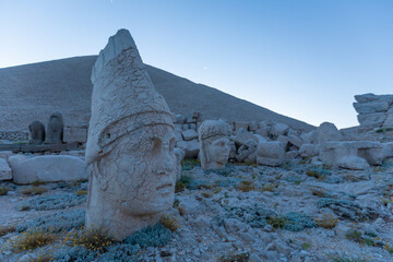 The gigantic statues of gods on mount Nemrut.