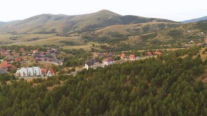Naklejka premium Aerial view of Gajevi settlement in Zlatibor region