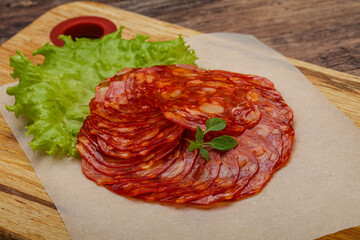 Italian traditional Chorizo pork sausages