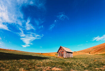 Traditional wooden cottage in south-west Serbia