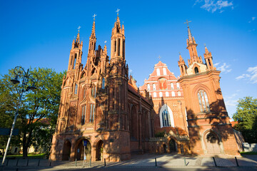 Gothic style St. Anne Church at Maironio Street in the Old Town of Vilnius, Lithuania
