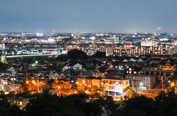東京郊外の住宅地　夜景