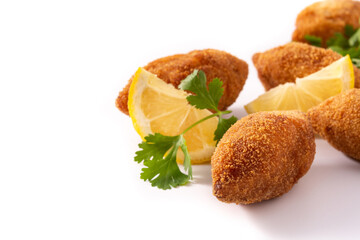 Traditional lebanese kibbeh isolated on white background	