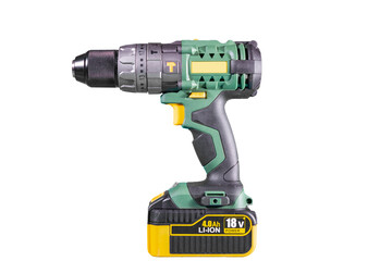 Battery screwdriver and drill hammer isolated over white background