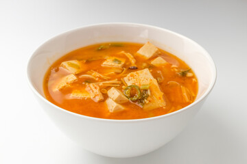 Miso stew on a white background