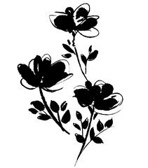 Hand Drawn Flower isolated white background design elements ink Vector illustration