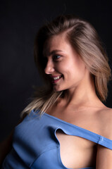 portrait of a young woman, shooting in a photo studio