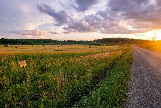 Vermont Farm Field At A Summer Sunset