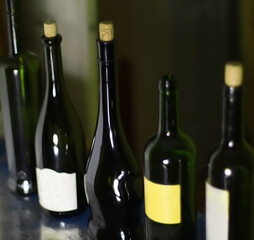 Bottles of wine. Alcohol